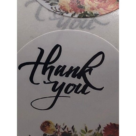 Thank You Stickers Roll Round 1in Labels Floral Design 500 Pcs Durable Adhesive - Picture 3 of 6